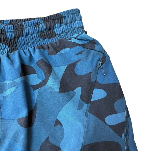 Zyia Athletic Shorts Mens Medium Active Blue Camo Lined Gym Training Stretch - Picture 4 of 10